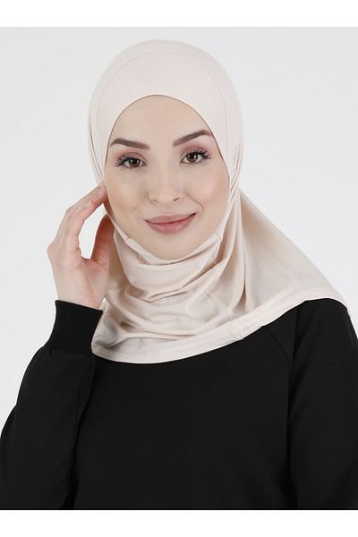 Ecardin Athletic Comfortable Ready Flat Hijab - Sport Hanfendy Series, ανοιχτό μπεζ - St 043