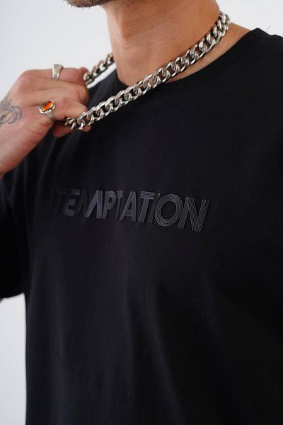 Balenbi Ανδρικό μπλουζάκι με στάμπα μαύρο Temptation με κανονική εφαρμογή