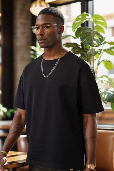 Balenbi Unisex Oversize Crew Neck Βαμβακερό μπλουζάκι 2 νήματα - 1009