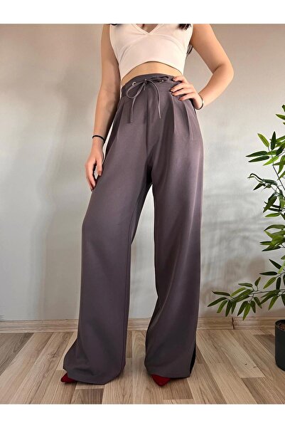 polle Antracit Visok struk Elastične ženske Palazzo pantalone