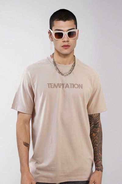 Balenbi Ανδρικό μπλουζάκι με στάμπα σε μπεζ Temptation με κανονική εφαρμογή