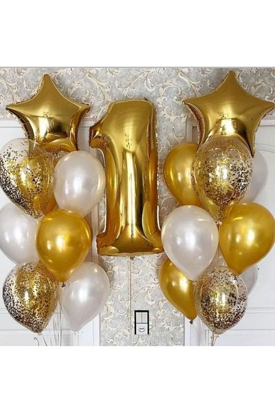 asöy 1 Year Birthday Number Balloon Large Size Star Balloon