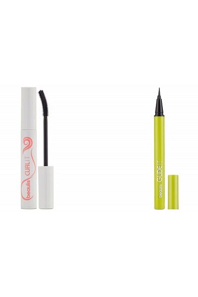 beaulis Curl It Mascara Voluminous and Curling Eyelashes + Glide It Eyeliner Black