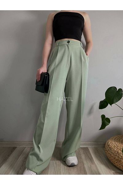 polle Green High Waist Women's Palazzo Trousers