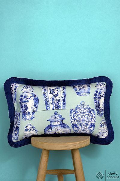 Alseko Concept 30x50 cm Husă de pernă decorativă cu smocuri și model de vază din gresie