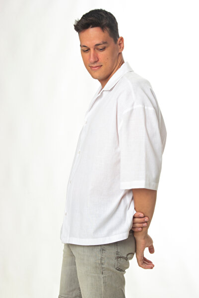 SPARKS.CO Men's Oversize White Linen Shirt