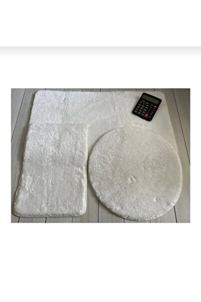 AKSU Post 3'lü Banyo Halısı (50X90, 50X60, 50X50 YUVARLAK) Peluş Post Halı Kl...