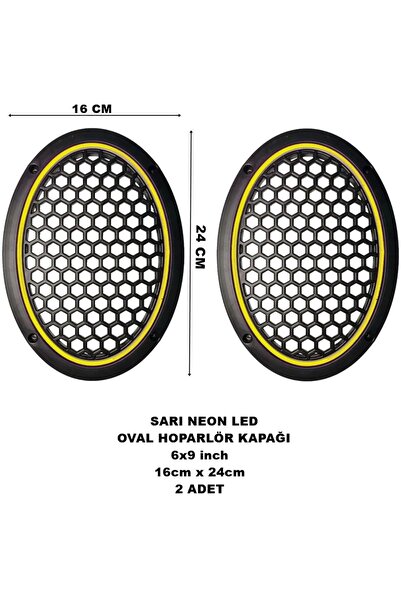 AGUILAS Oval 6X9 Sarı Neon Işıklı Hoparlör ve Midrange Kapağı Vidalanabilir 2...