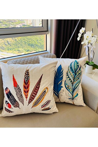 Palmia Home Tüy Desenli Çift Taraflı Dekoratif 2'li Minder Kılıfı Seti 60 X 6...