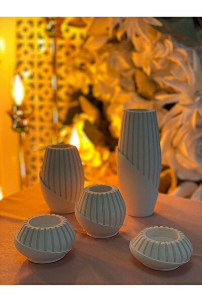 Atölye RS Set de vază și suport pentru lumânări decorativ din 5 piese R.S