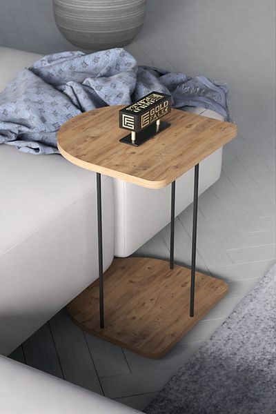 Golden Bark Laptop table, side service table with wheels Brown/Black