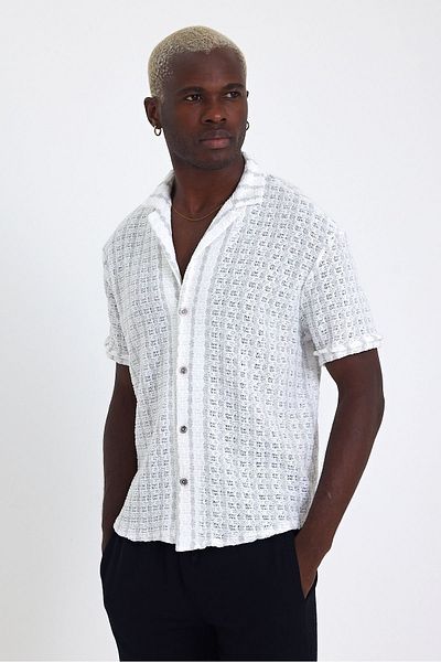 İLKCET MODA Κοντομάνικο πουκάμισο Jacquard Oversize