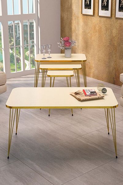 Golden Bark Side Tables,service Table,4 Pieces For Serving Coffee And Tea,suitable For Office And Home