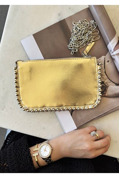 ZEYZEYBUTİK BERRY TAŞ DETAYLI GOLD ASKILI ÇANTA