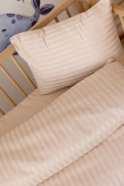 Tekstil Home طقم لحاف أطفال من الساتان المخطط من سلسلة ملونة فاخرة من القطن العضوي CAPPICINO Color