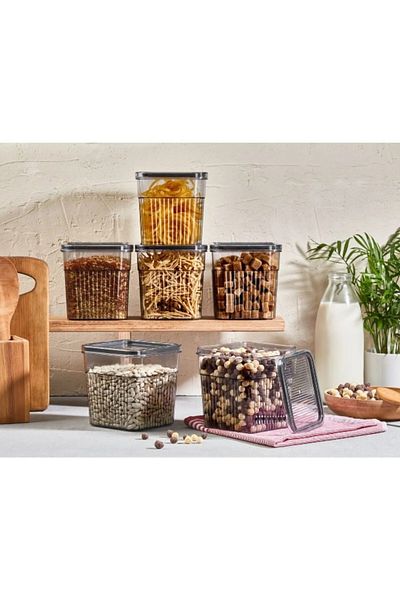 ŞAKİLATA CONCEPT Freshguard 6-Piece Acrylic Organizer Set - Leak-Proof Lid, Refrigerator, Storage Container 1.60Lt X6