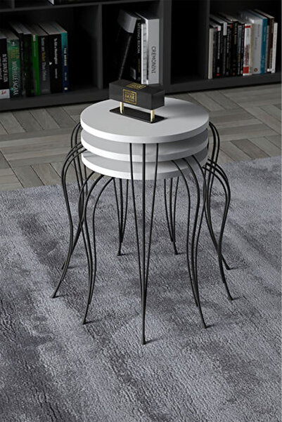 Golden Bark 3-Piece Coffee Table Set, Add Elegance to Your Home, 38 cm - White/Black