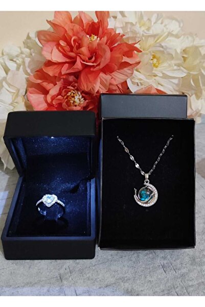 HKN AVM ACCESSORİES Işıklı Kutuda Yüzük Ciddi Ilişki Yüzüğü Gökyüzü Gezegen K...