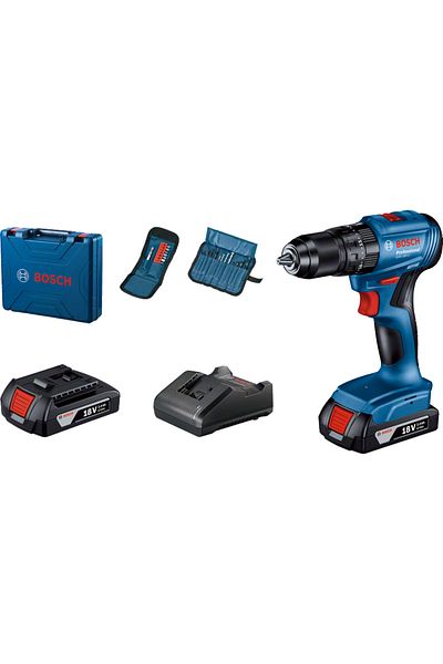 Bosch Professional Impact Drill GSB 185-Li with 2x2.0 Ah batt. 1x Charg. GAL 18V-20 23 pc drill set