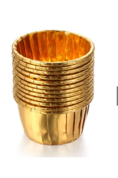 asöy 25 Pieces Metallic Gold Colored Muffin Cupcake - Cake and Souffle Capsules