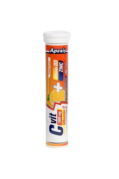 Apexis 3x20 Tablets Containing Vitamin C anD Zinc - Vitamin D3
