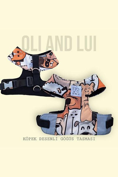 Oli and Lui Dog Patterned Chest Collar