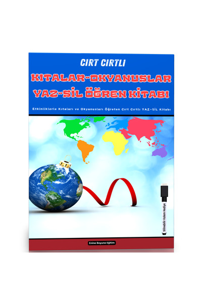 Enine Boyuna Eğitim Yaz Si̇l Book Teaching Continents and Oceans (Velcro)