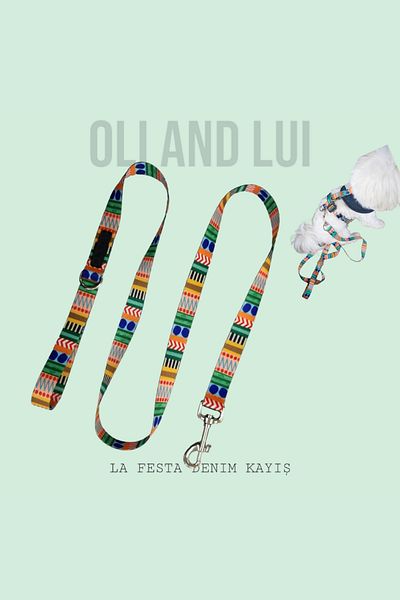 Oli and Lui حزام من قماش الدنيم La Festa - مناسب لمشي الكلاب