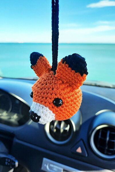 Neşeli Oyuncak Tilki, Oto Aksesuarı, Araba Için Hediye, El Yapımı Dikiz Aynas...