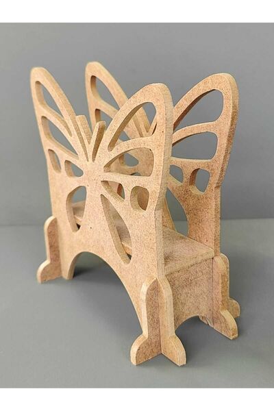 şimşek hobi tasarım Ahşap Kelebek Tasarımlı Dekoratif Peçetelik Boyanabilir H...