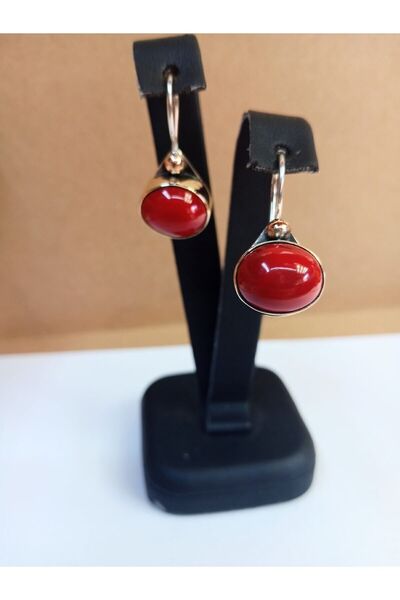 Erkbay El Yapımı Mercan Taşlı Küpe