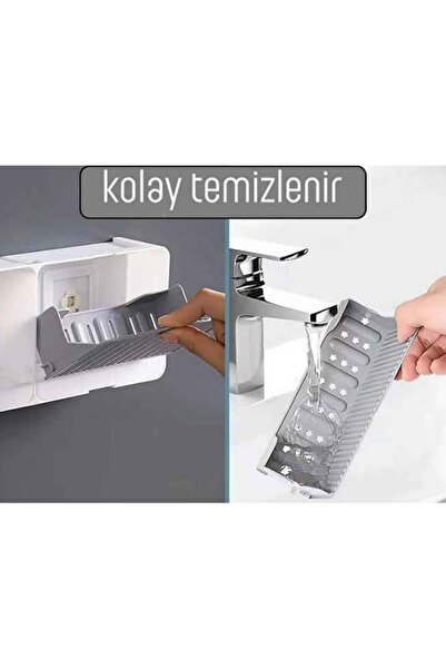 sengenegel Kendinden Yapışkanlı Çift bölmeli sabunluk, Sabun saklama kutusu Çok amaçlı