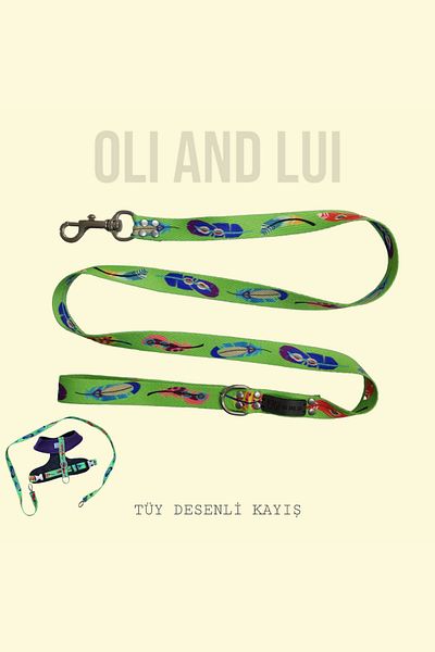 Oli and Lui Dog Patterned Feather Walking Strap