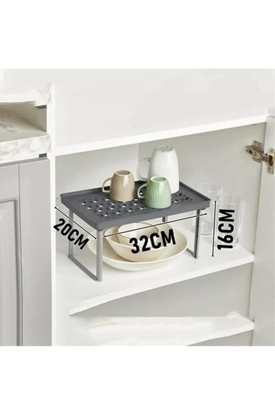 ŞAKİLATA CONCEPT White In-Cabinet Riser - Shelf Organizer 19.7X32X16Cm
