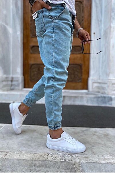 NO61 Paça Lastikli Likralı Denim Kumaş Paça Lastikli Pantolon