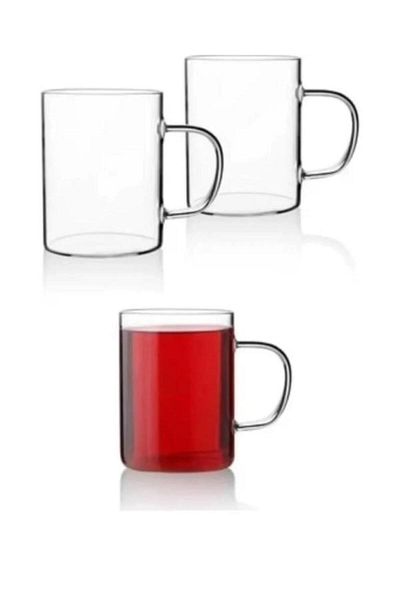 PANJI Set of 3 Borosilicate Glass Cups with Handles