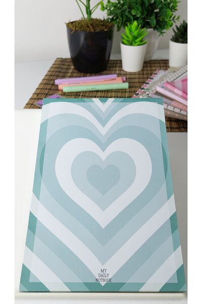 Yeşil Kalp,çizgisiz,a5 Boyutunda,not Defteri,bloknot (14*21 CM)