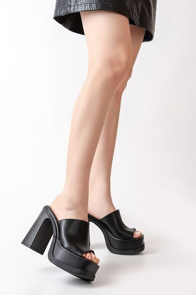 asmi shoes شبشب نسائي أسود واسع النطاق (12 سم) لتقويم العظام
