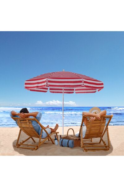 Exent 8 Telli - 200 Cm Plaj Bahçe Balkon Şemsiyesi, Eğilebilen Şemsiye Bidon ...