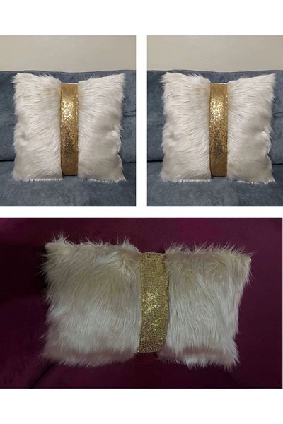 YILMAZHOME 3-Piece Plush Striped Decorative Throw Pillow Cover