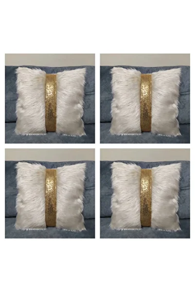 YILMAZHOME 4-Piece Plush Striped Decorative Throw Pillow Cover