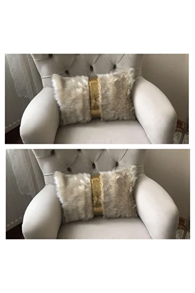 YILMAZHOME 2-Piece Plush Striped Rectangular Decorative Throw Pillow Cover