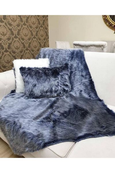 YILMAZHOME Plush Sofa Throw - Navy Blue