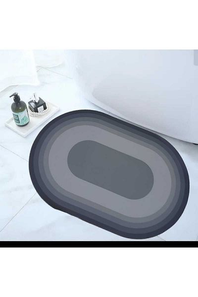 isgstore Αντιολισθητικό Απορροφητικό Νερό, Χαλάκι Μπάνιου και Κουζίνας 58x38cm Μπλε Γκρι Χρώμα Μη γραμμένο μοντέλο