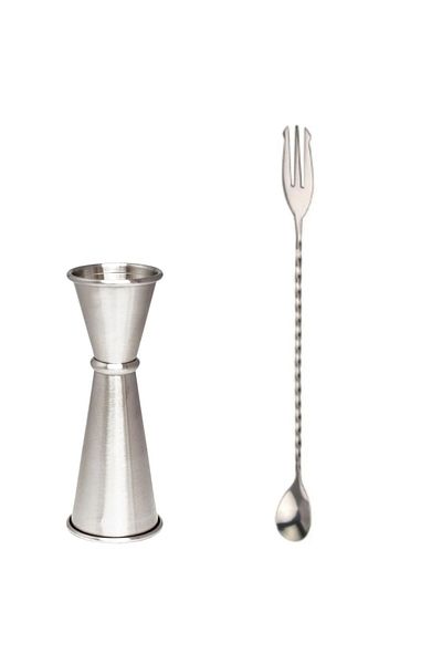 adin tasarım ملعقة بار مع شوكة + Jigger 3/6 Cl كوكتيل مقياس بار بار مجموعة ملعقة خلط الكوكتيل