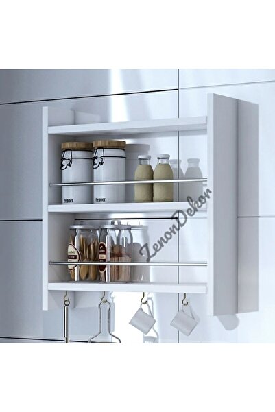 nonzka Mutfak Rafı Terek Organizer Düzenleyici Baharatlık Kahve Köşesi