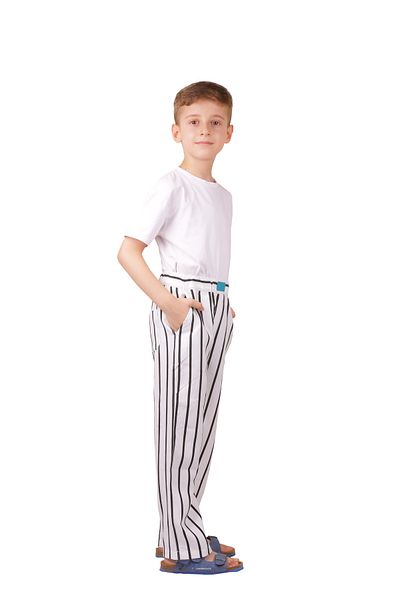 Butik Unisex White Striped Children's Trousers/Pajamas