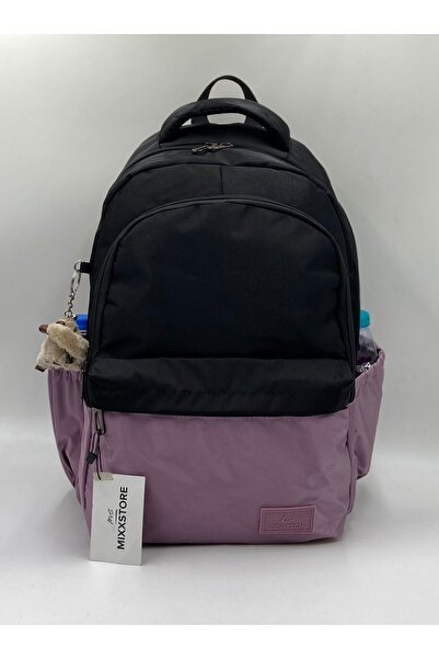 Bevitton Сатенена водостійка тканина Чорно-ліловий Великий розмір Унісекс Рюкзак для подорожей та школи / 1601