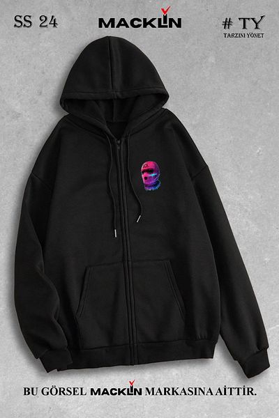 macklin Ανδρικό και γυναικείο μπουφάν Unisex με κουκούλα Fleece - Sck Gansta Printed, Φούτερ με φερμουάρ
