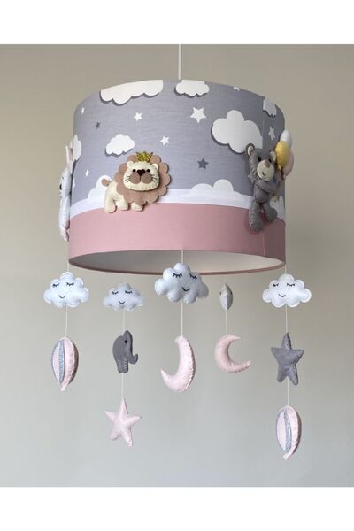 Genel Markalar Pudra Karışık Hayvan Figürlü Kız Çocuk Bebek Odası Avizesi